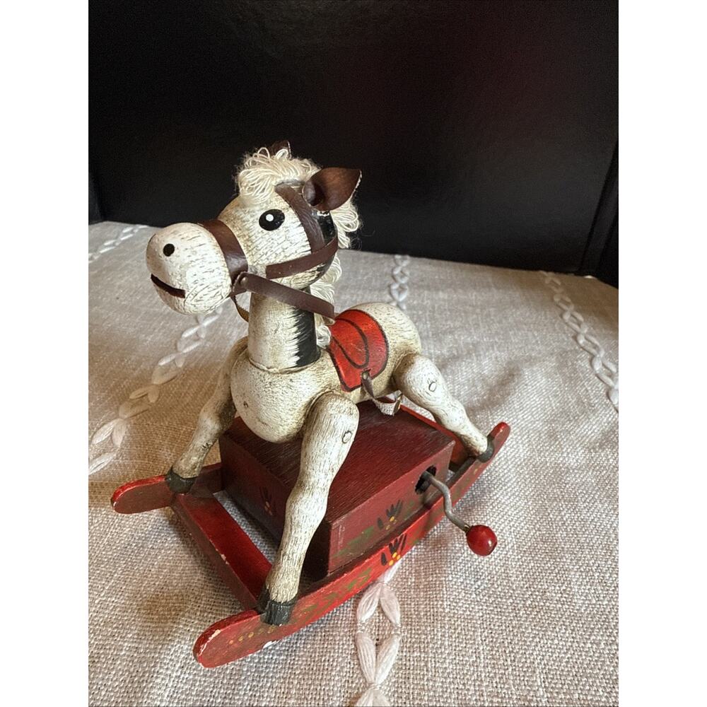 Vintage Rocking Horse Music Box Works EUC 1980 Enesco Nursery